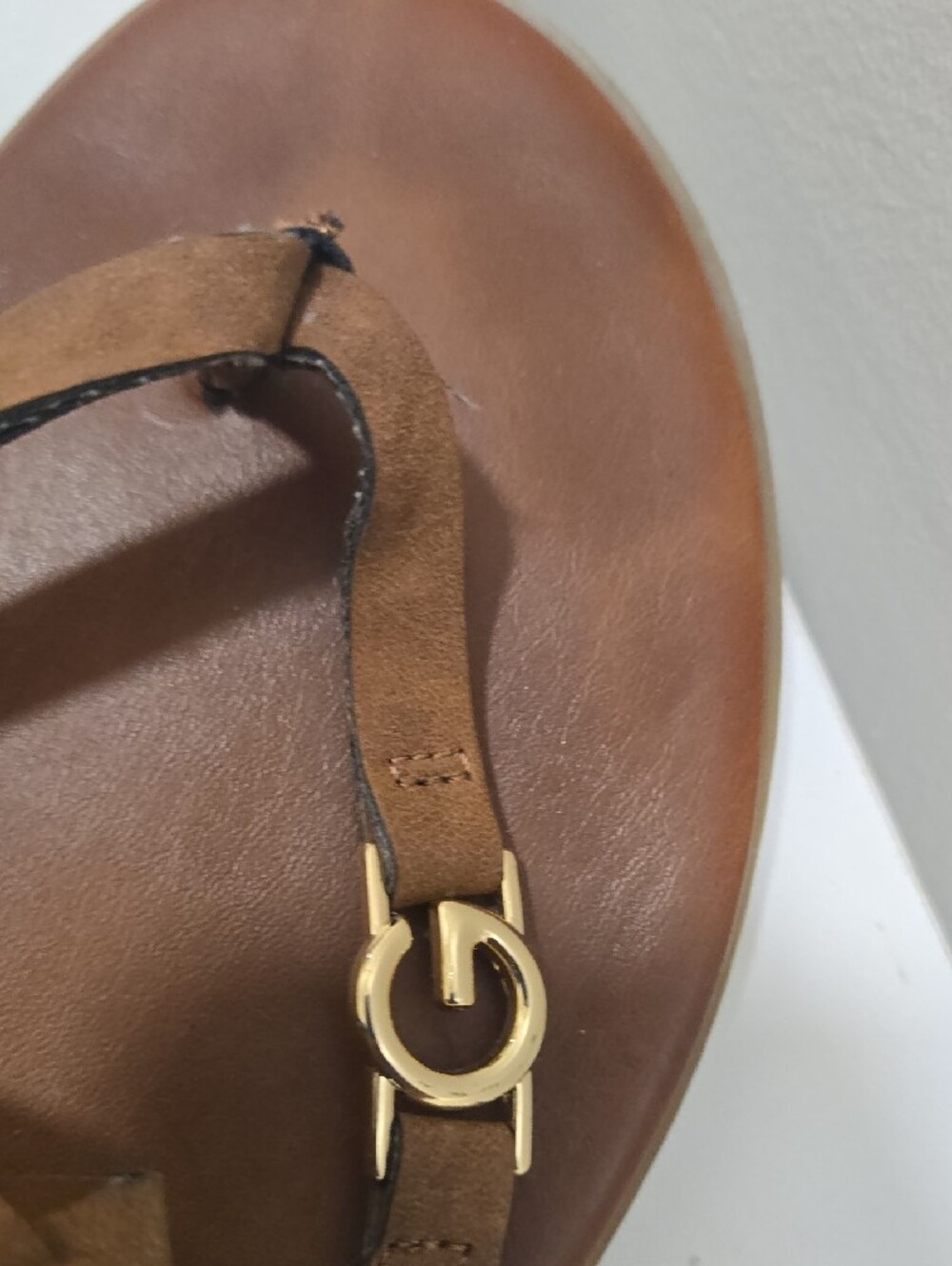 G by Guess Brown Strappy Gladiator Sandals with Gold Accent - Picture 9 of 12